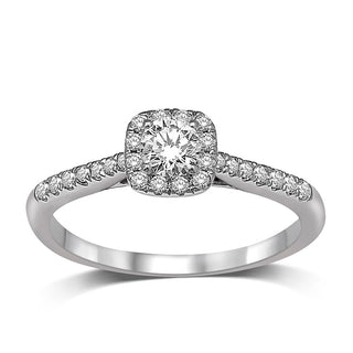 14K White Gold 1/2 Ct.Tw.Diamond Halo Engagement Ring