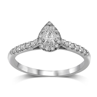 14K White Gold 1/2 Ct.Tw.Diamond Halo Engagement Ring