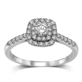 14K White Gold 1/2 Ct.Tw.Diamond Halo Engagement Ring