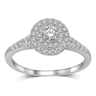 14K White Gold 1/2 Ct.Tw.Diamond Halo Engagement Ring