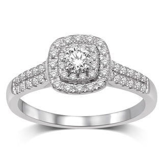 14K White Gold 1/2 Ct.Tw.Diamond Halo Engagement Ring