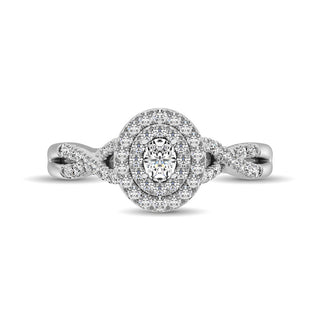 14K White Gold 1/2 Ct.Tw.Diamond Halo Engagement Ring