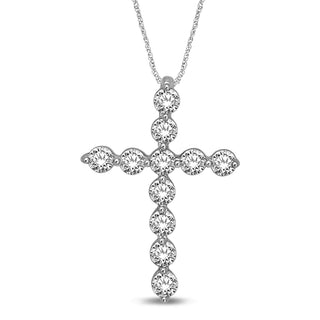 14K White Gold 1/5 Ct.Tw.Diamond Cross Pendant
