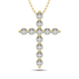 Shared Prong Diamond  1/5 Ct.Tw Cross Pendant.