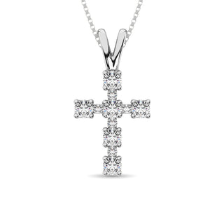 10K White Gold 1/4 Ct.Tw.Diamond Cross Pendant