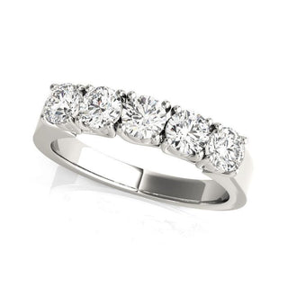 5 Stone Diamond Anniversary Band Shared Cross U Prong 14K Gold