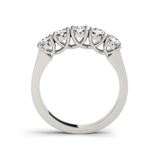 5 Stone Diamond Anniversary Band Shared Cross U Prong 14K Gold