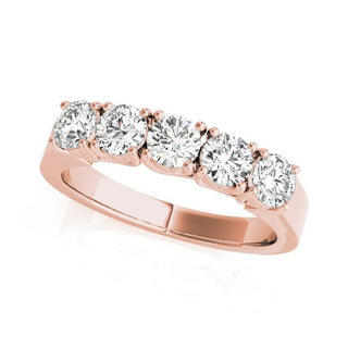 5 Stone Diamond Anniversary Band Shared Cross U Prong 14K Gold