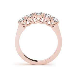 5 Stone Diamond Anniversary Band Shared Cross U Prong 14K Gold