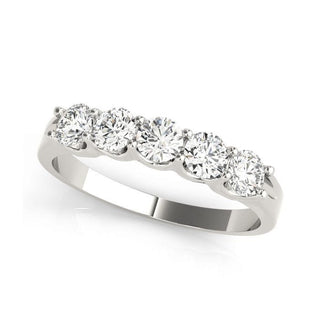 5 Stone Diamond Anniversary Band Shared U Prong 14K Gold