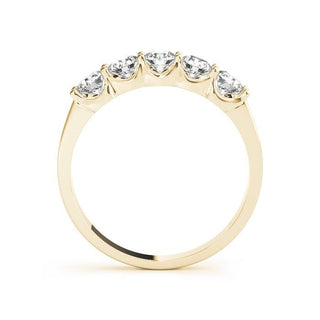 5 Stone Diamond Anniversary Band Shared U Prong 14K Gold