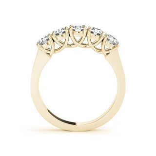 5 Stone Diamond Anniversary Band Shared Cross U Prong 14K Gold