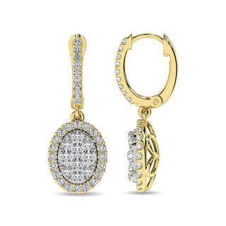 14K Yellow Gold 3/4 Ctw Diamond Drop Earrings