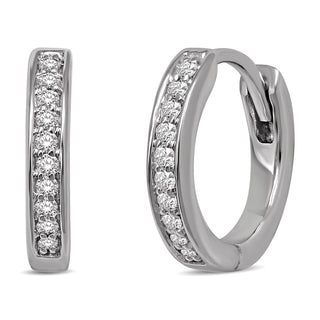 10K White Gold 1/10 Ctw Diamond Hoop Earrrings