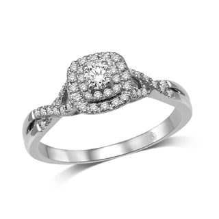 14K White Gold 1/3 Ctw Diamond Twisted Shank Engagement Ring