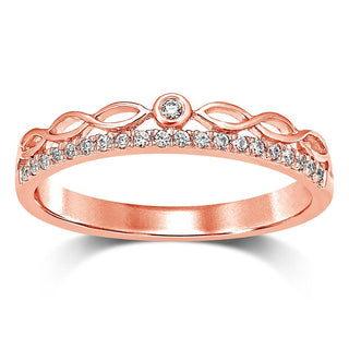 14K Rose Gold 1/10 Ct.Tw.Diamond Stackable Band
