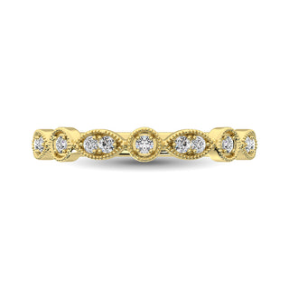 14K Yellow Gold 1/8 Ct.Tw.Diamond Stackable Band