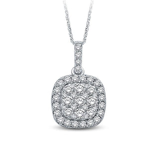 14K White Gold 1/2 Ctw Invisible Diamond Fashion Pendant