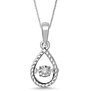 Sterling Silver Moving Diamond Accent Pear Shape Pendant