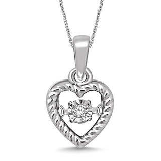 Sterling Silver Moving Diamond Accent Heart Pendant