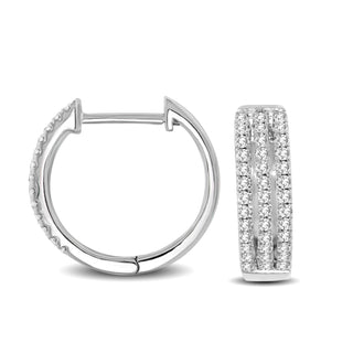 10K White Gold 1/4 Ctw Diamond Hoop Earrings