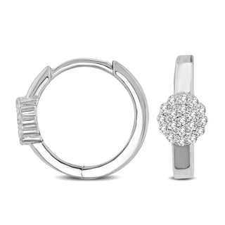 10K White Gold 1/10 Ctw Diamond Hoop Earrings