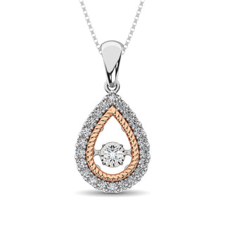 10K Two Tone 1/4 Ctw Tearshape Moving Diamond Pendant