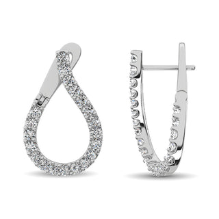 14K White Gold Diamond 5/8 Ct.Tw. Hoop Earrings