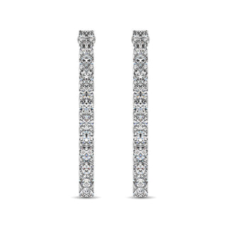 14K White Gold Diamond 3/4 Ct.Tw. In and Out Hoop Earrings