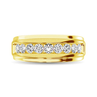 10K Yellow Gold 1/6 Ct.Tw. Diamond Satin Finish Ladies Band