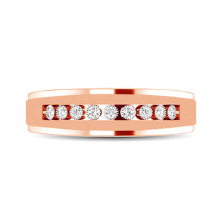 10K Rose Gold 1/20 Ct.Tw. Diamond Illusion Ladies Band