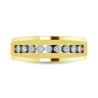 10K Yellow Gold 1/10 Ct.Tw. Diamond Illusion Mens Band