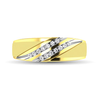 Diamond Accent 1/5 Ctw Men's  Slant Wedding Band in 10K Yellow Gold