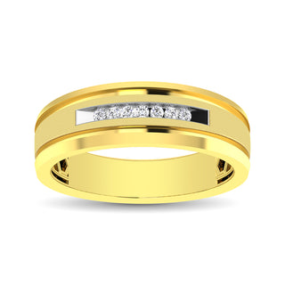 10K Yellow Gold 1/10 Ct.Tw. Diamond Comfort Fit Mens Band