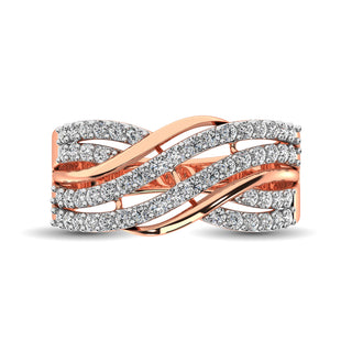 10K Rose Gold 1/6 Ct.Tw. Diamond Criss Cross Ring