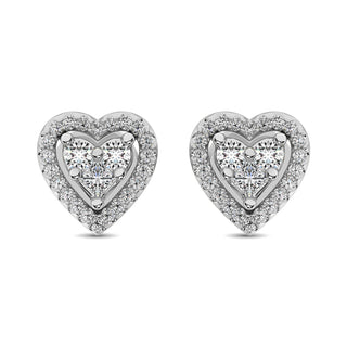 10K White Gold 1/3 Ct.Tw. Diamond Heart Stud Earrings