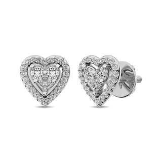 10K White Gold 1/3 Ct.Tw. Diamond Heart Stud Earrings