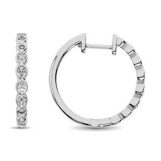 14K White Gold 1/3 Ct.Tw. Diamond Hoop Earrings