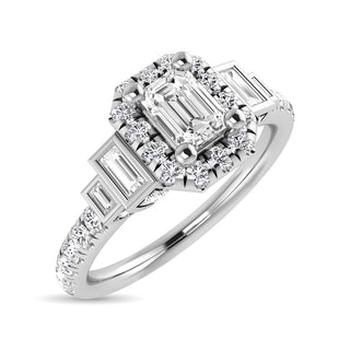 14K White Gold 3/4 Ct.Tw. Emerald Cut Diamond Engagement Rings