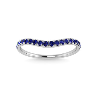 14K White Gold Blue Sapphire 1/5 Ct.Tw. Curve Band