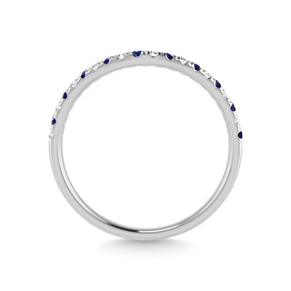14K White Gold Blue Sapphire And Diamond 1/5 Ct.Tw. Curve Band