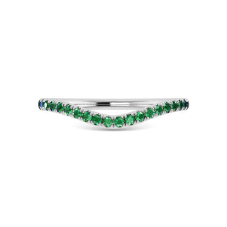 14K White Gold Emerald 1/5 Ct.Tw. Curve Band