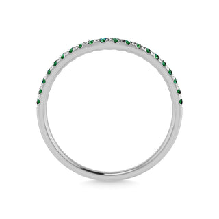 14K White Gold Emerald 1/5 Ct.Tw. Curve Band