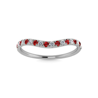 14K White Gold Ruby And Diamond 1/5 Ct.Tw. Curve Band