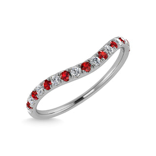 14K White Gold Ruby And Diamond 1/5 Ct.Tw. Curve Band