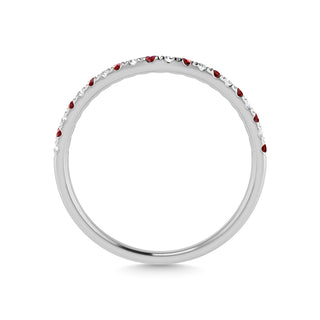 14K White Gold Ruby And Diamond 1/5 Ct.Tw. Curve Band