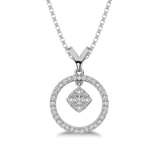 10K White Gold 1/4 Ct.Tw. Diamond Circle Dangler Pendant