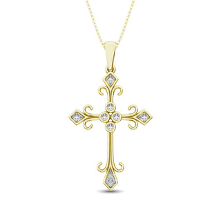 Diamond 1/10 Ct.Tw. Cross Pendant in 10K Yellow Gold