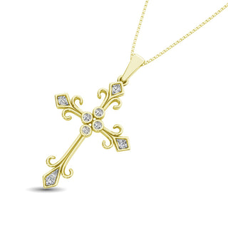 Diamond 1/10 Ct.Tw. Cross Pendant in 10K Yellow Gold