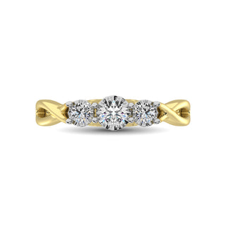 10K Yellow Gold 1/5 Ct.Tw. Diamond Three Stone Ring